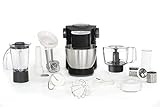 Moulinex Wizzo Robot Pâtissier Blender Hachoir à Viande Découpe-Légumes Mini-Hachoir 7 Vitesses Pulse Pétrin Fouet Flex Batteur Électrique 1000W Robot Cuisine Bol Inox 4L QA319810