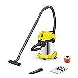 Kärcher Aspirateur Eau et Poussières WD 3 S V-17/4/20, Filtre Cartouche, Sachet Ouate, 1000 W, Cuve en Acier Inoxydable : 17 l, Tube d'Aspiration : 2 m, Fonction Soufflerie, Suceur Sol/Fentes