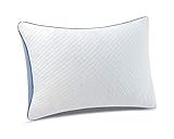 pillowLY Oreiller à Mémoire de Forme Ergonomique pour Cervicales Douloureuses – Coussin Orthopédique Hauteur Réglable (Moelleux ou Ferme) sur Le Dos ou sur Les Côtés – Housse en Bambou – 50x70