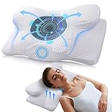 Oreiller Ergonomique Cervical, Oreiller Memoire Forme pour Les Dormeurs sur Le côté, Le Dos et Le Ventre, Coussin Orthopédique Oreiller Cervicales pour Le Soulagement des Douleurs, 60 x 34 x 10/13cm