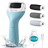 MYCARBON Râpe à Pieds Electrique Rechargeable IPX7 Etanche Pédicure Ponceuse Anti-Callosité Charge sans Fil Autonomie 2h 2 Vitesses 3 Rouleaux Rapeuse - Modèle HC-340