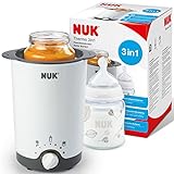 NUK Thermo 3 en 1 Chauffe-biberon | Décongèle en douceur, réchauffe et maintient au chaud les liquides et les aliments mous | Panier amovible pour un retrait facile | Prise européenne à 2 broches